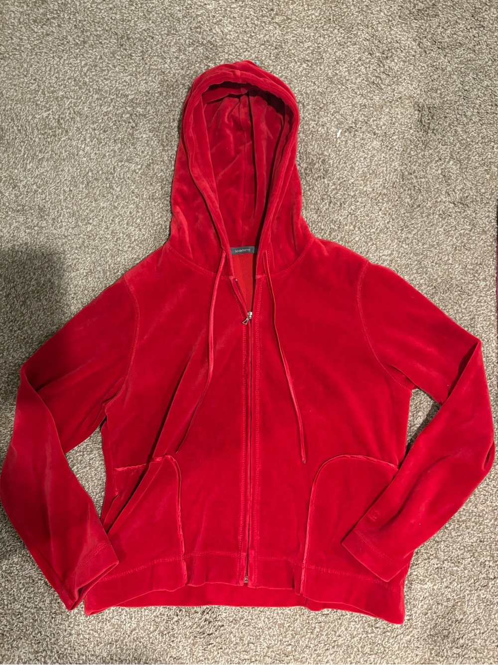 Liz Claiborne Red Velour Zip Hoodie Jacket - Women's